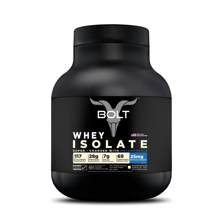 Bolt Whey Isolate Protein | With Superfood PHYCOCYANIN | USA Formulation & Origin |Muscle Building |Bone Strength, Immunity, Healthy Skin, Hair & Nails