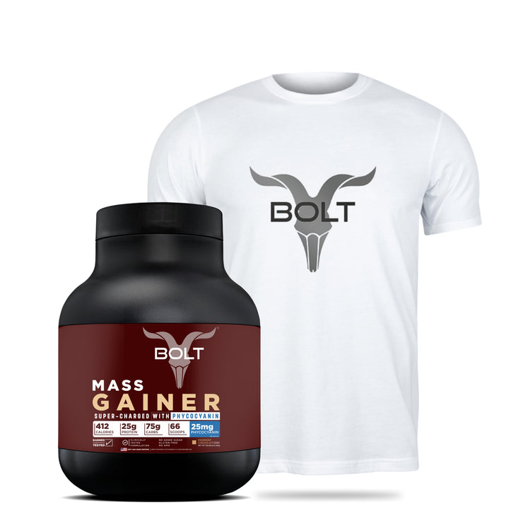 BOLT MASS GAINER 5LB + T-SHIRT COMBO