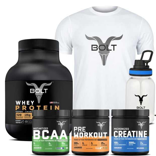 Ultimate Performance Bundle : Whey Protein + Pre Workout + Creatine  +BCAA