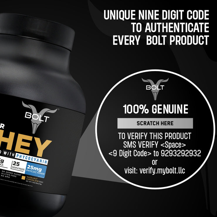 Bolt Beginner Whey  Protein | With Superfood PHYCOCYANIN | USA Formulation & Origin |Muscle Building |Bone Strength, Immunity, Healthy Skin, Hair & Nails