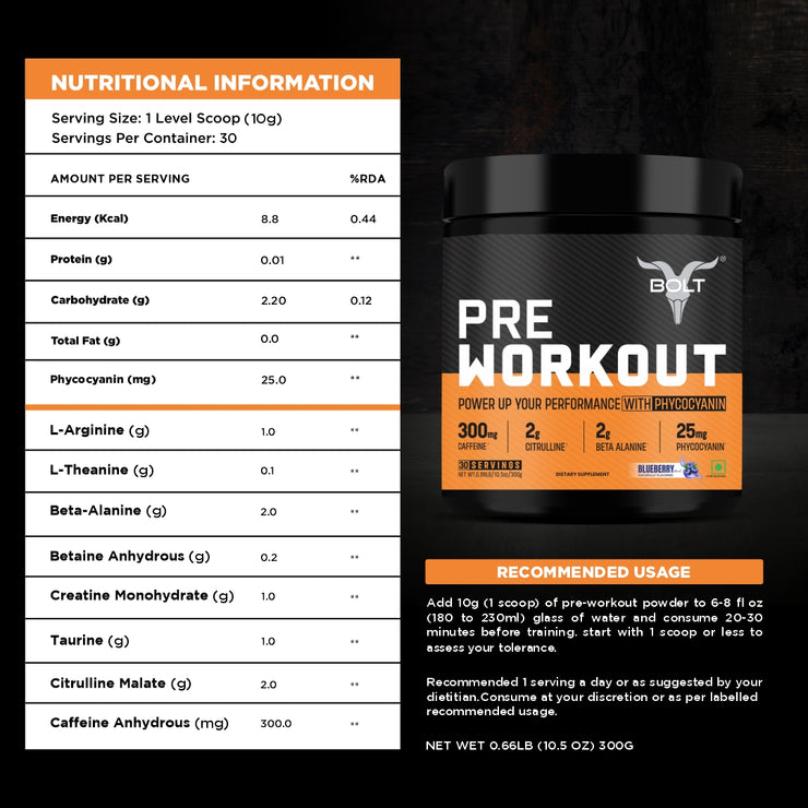 Bolt Pre-Workout | For Energy, Focus, Power, Endurance & Performance