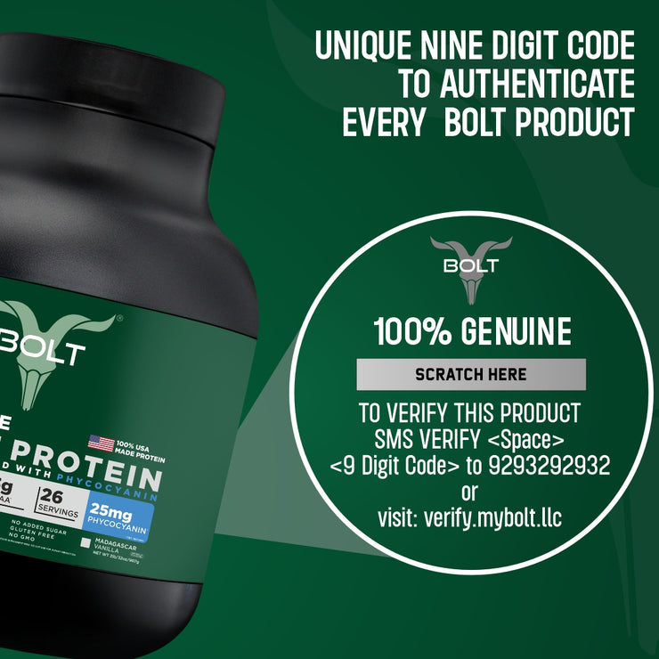 Bolt Plant Protein Powder | Pea Protein Isolate & Rice Protein Isolate | Super Antioxidants, With Superfood Phycocyanin, Quick Muscle Recovery & Lean Growth