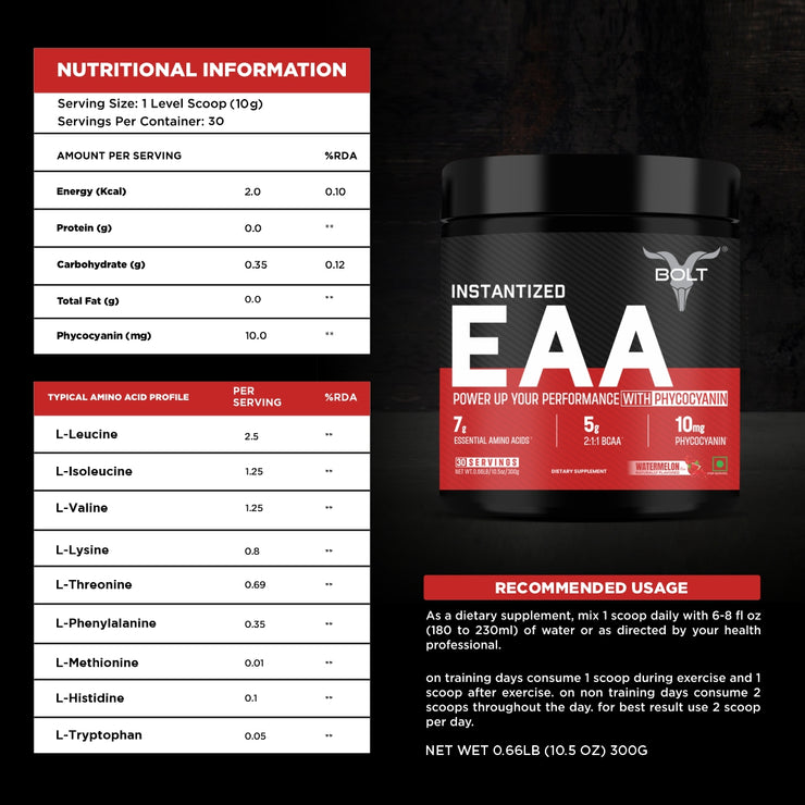 Bolt Instantized EAA | Full Spectrum EAAs & BCAA | All 9 Essential Amino Acids | Intra Workout